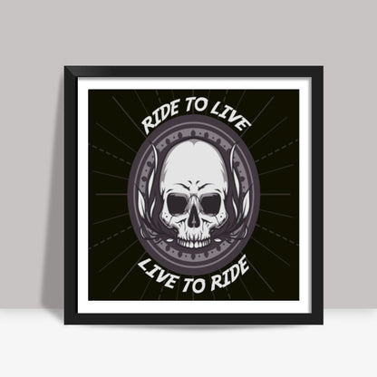 Skull - Bike Rider Square Art Prints