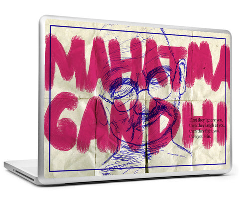 Laptop Skins, Mahatma Gandhi - Laugh - Quote Laptop Skin, - PosterGully