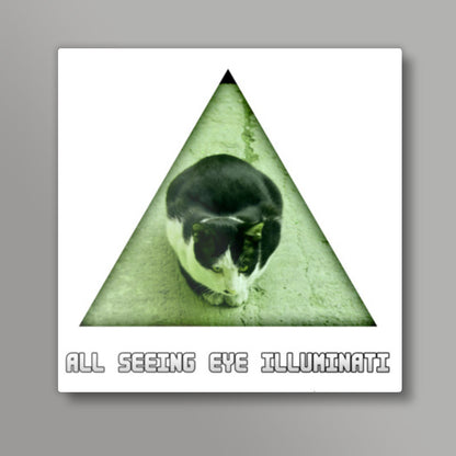 All Seeing Eye Illuminati Cat Square Art Prints