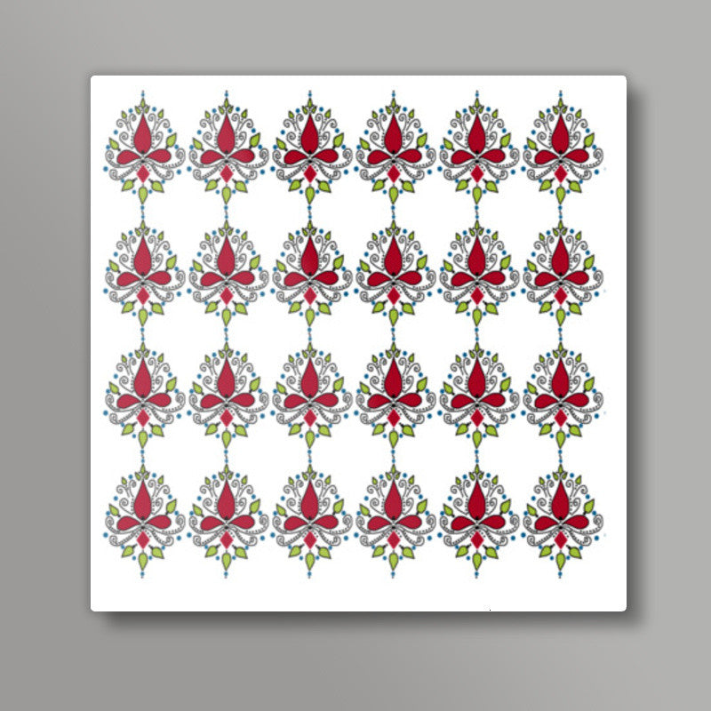 Floral Motif Pattern Square Art Prints
