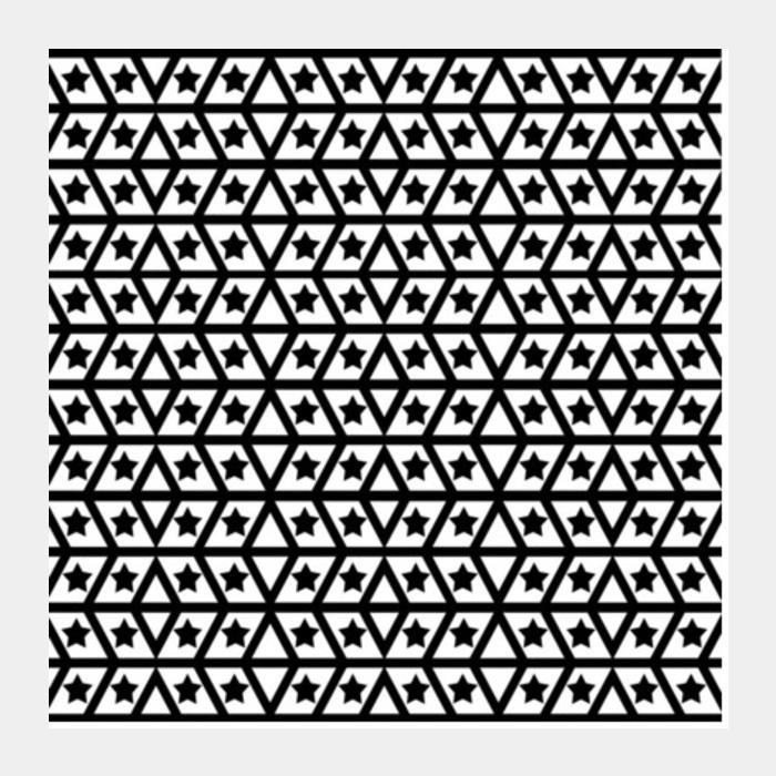 Simple Geometric Star And Lines Monochrome Black White Background Pattern Square Art Prints PosterGully Specials