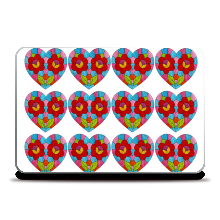 Laptop Skins, Valentines Day Colorful Mosaic Heart Pattern Laptop Skins