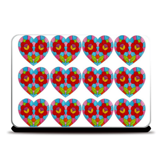 Laptop Skins, Valentines Day Colorful Mosaic Heart Pattern  Laptop Skins