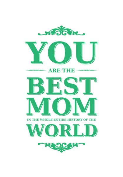 PosterGully Specials, Best Mom World Green Colors Typography Wall Art