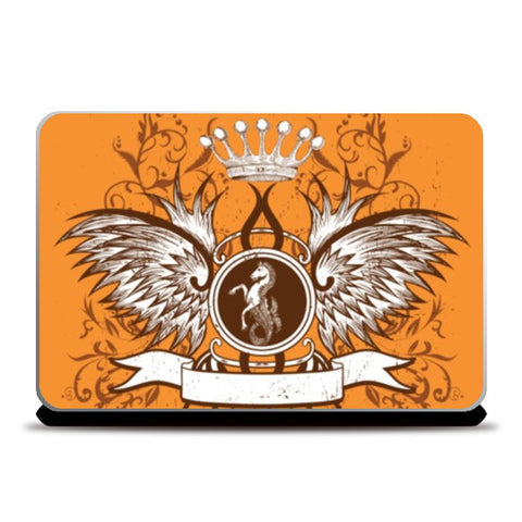 Laptop Skins, horse with wing,Crown and Floral Laptop Skins