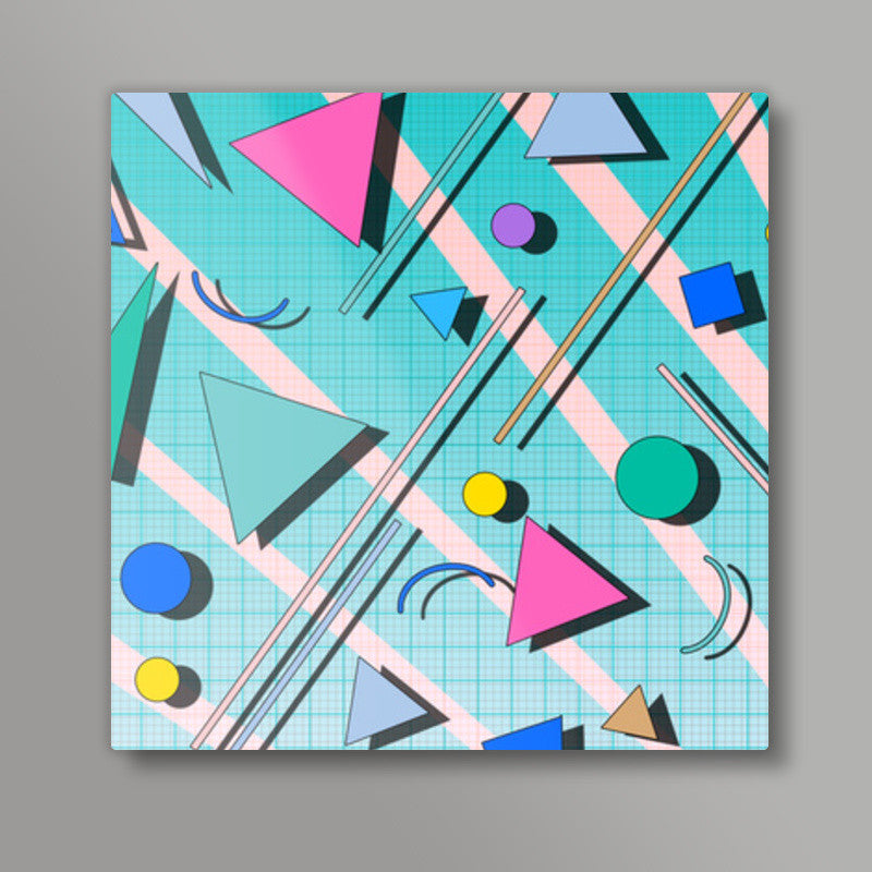 80s pop retro pattern 4 Square Art Prints