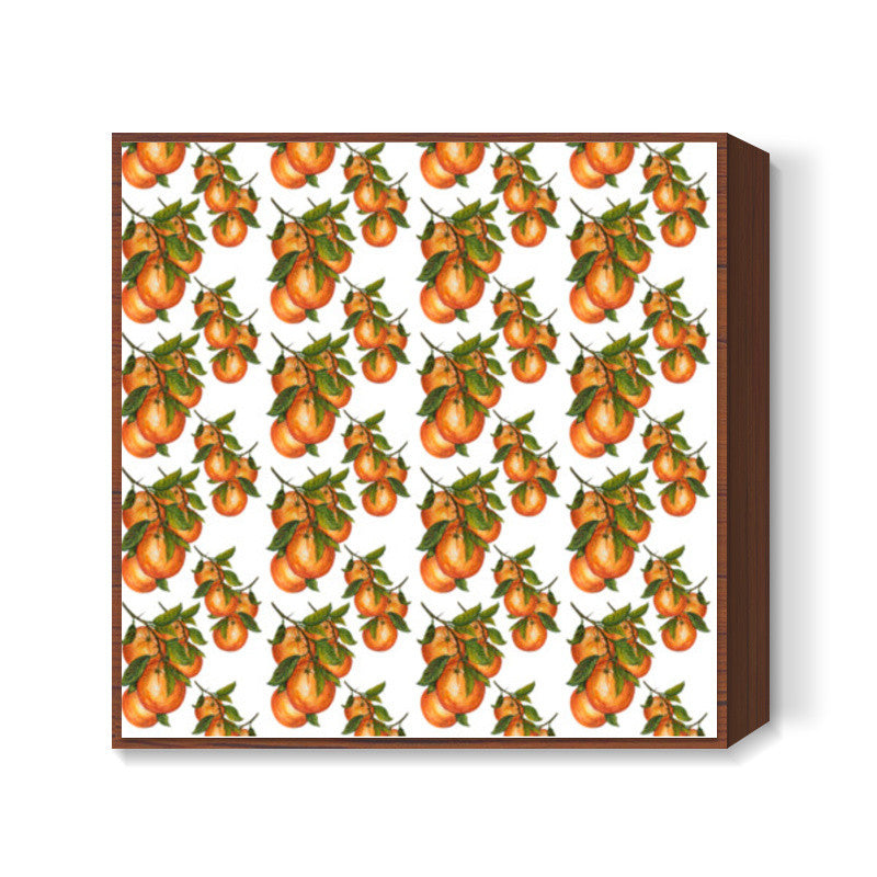 Oranges Citrus Fruit Pattern Background Design Square Art Prints