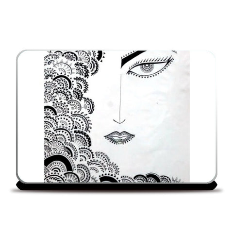 black and white,intricate freehand design Laptop Skins