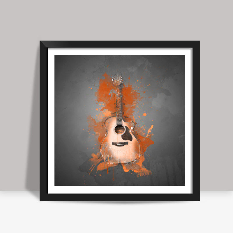 Guitar Splash – Orange Square Art Prints