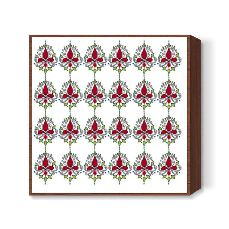 Floral Motif Pattern Square Art Prints