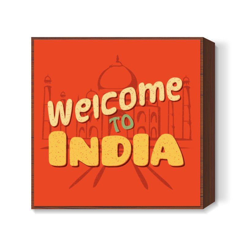 Welcome to India retro Artwork Square Art