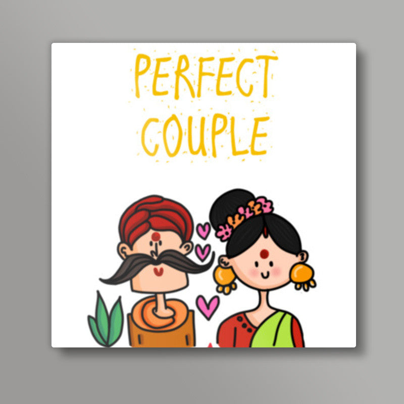 The Desi Perfect Couple Square Art Prints