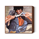 Angry young man Amitabh Bachchan in action Square Art Prints