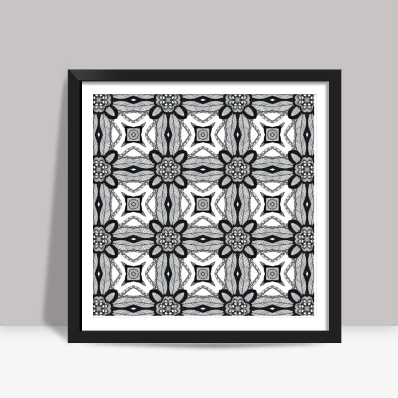 Black And White Doodle Art Pattern Square Art Prints
