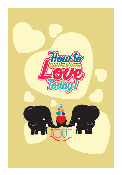 Cute Elephant With Love Art PosterGully Specials