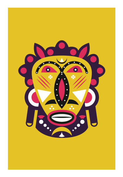 Kuba Face Mask Yellow Art PosterGully Specials