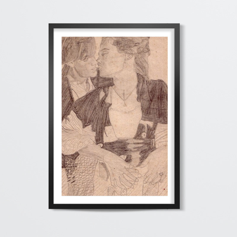 Leonardo Da Vinci and Kate Winslet in a moment of fond togetherness Wall Art