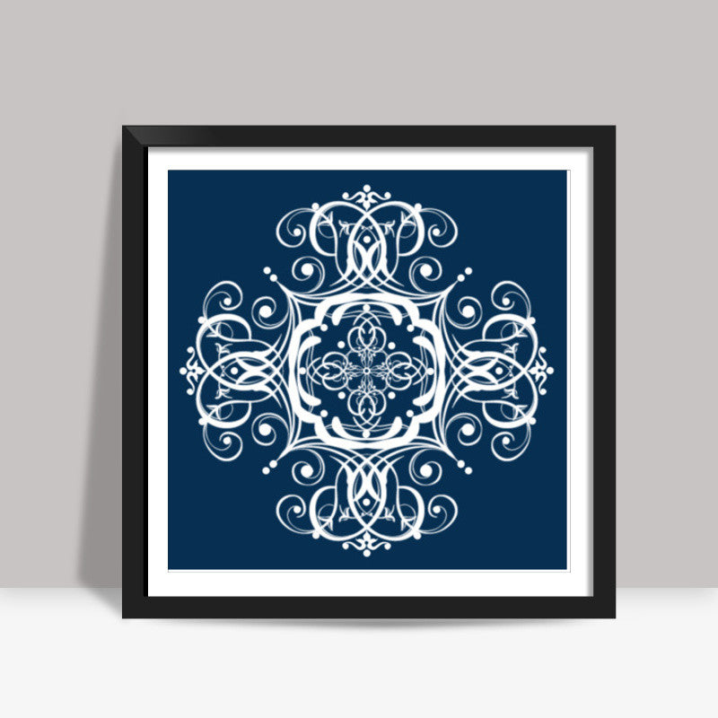 Blue Ornamental Decorative Design Square Art Prints
