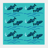 Square Art Prints, Cute Fish Pattern Square Art Prints