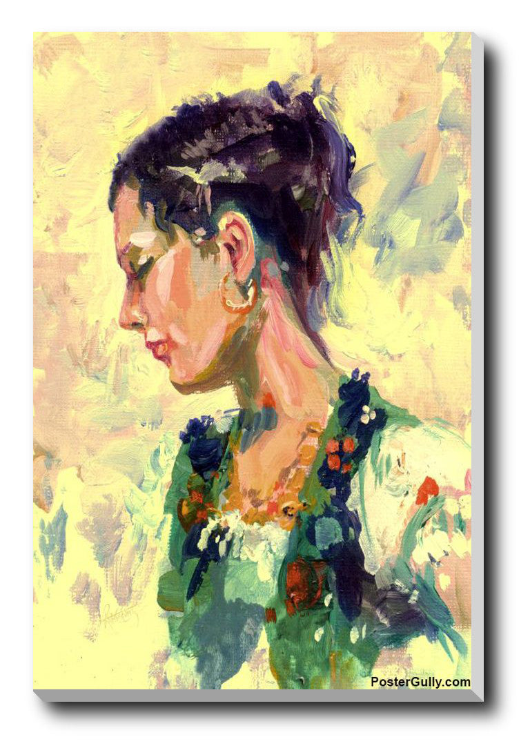 Wall Art, Lady Painting Watercolor Artwork