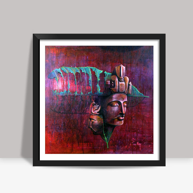Two Heads of Bodhi Square Art Prints