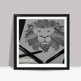 The unharmed lion Square Art Prints