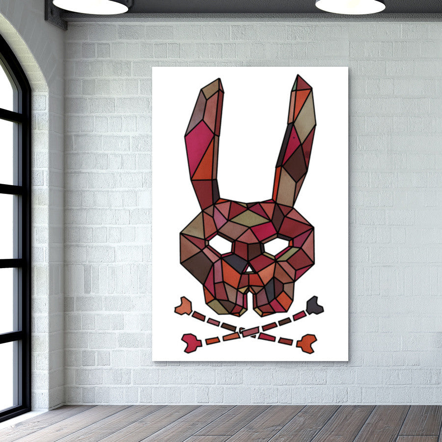 Mesh Bunny Skull (White BG) Wall Art