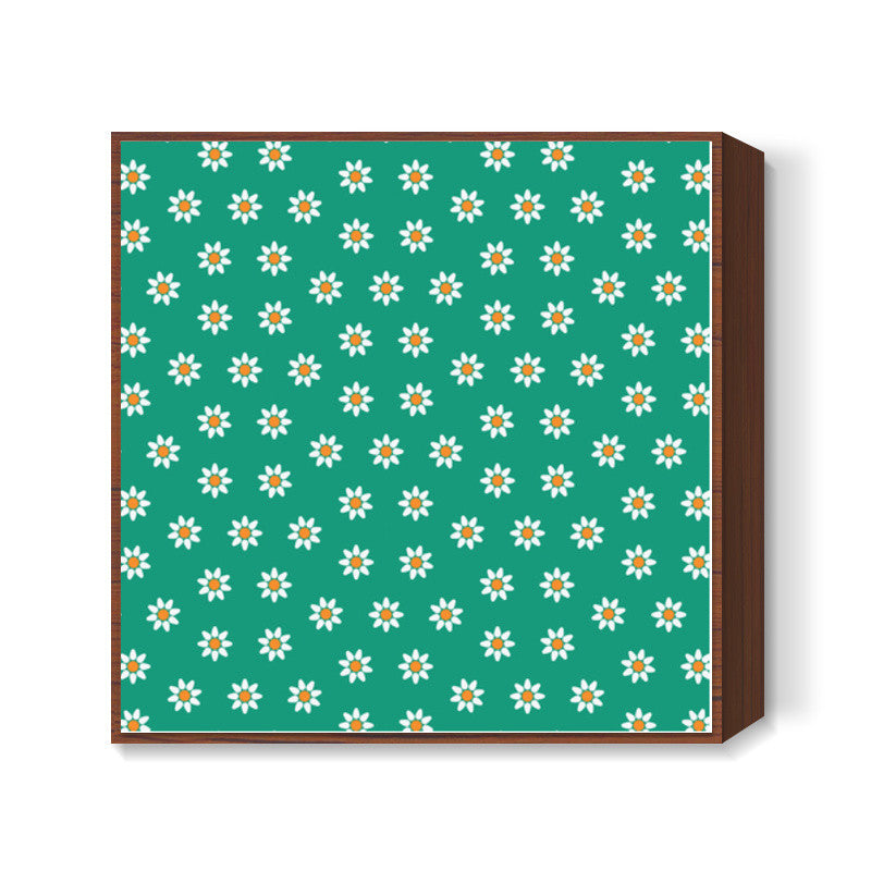 Green and Yellow Floral Square Art Prints