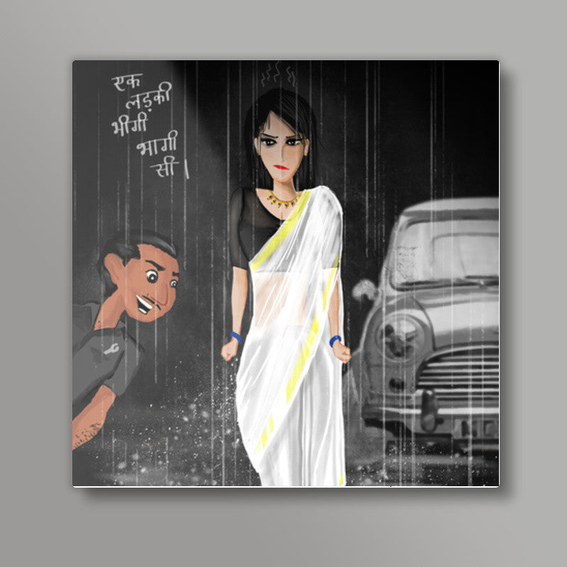 Ek ladki bheegi bhagi Square Art Prints