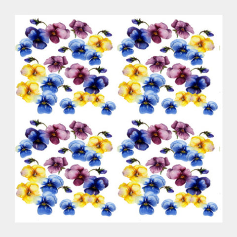 Beautiful Watercolor Pansy Flower Background Pattern Square Art Prints