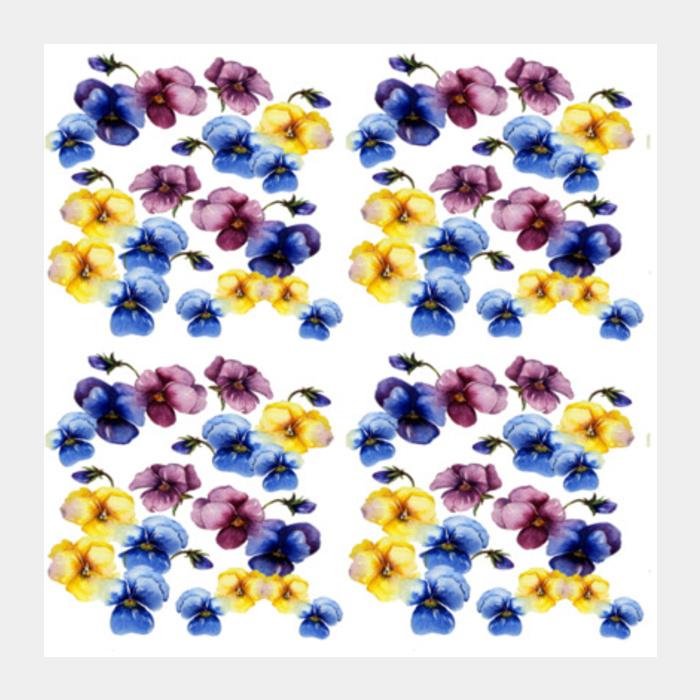Beautiful Watercolor Pansy Flower Background Pattern Square Art Prints PosterGully Specials