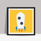 Flat Rocket Poster Square Art Prints