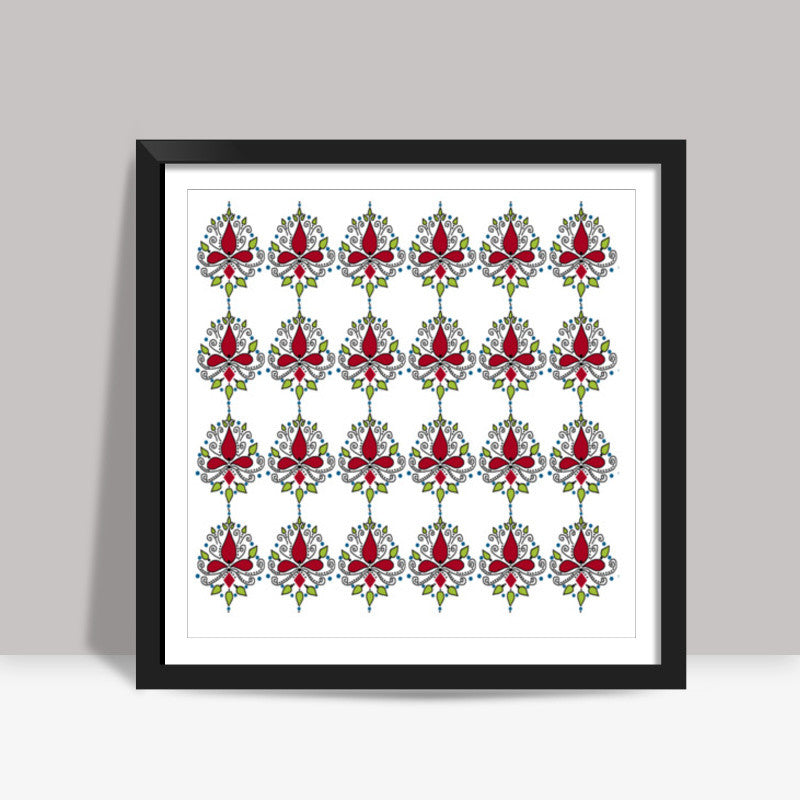 Floral Motif Pattern Square Art Prints