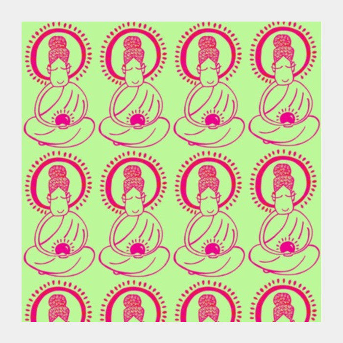 Square Art Prints, Buddha_Lime Green Square Art Prints