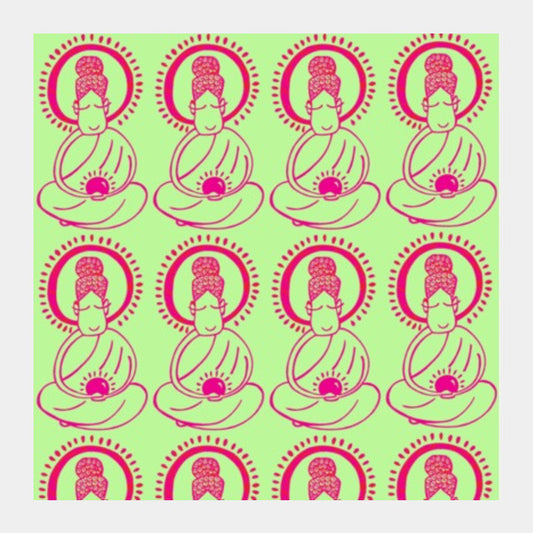 Square Art Prints, Buddha_Lime Green Square Art Prints