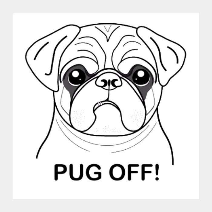 Square Art Prints, Angry Pug Square Art