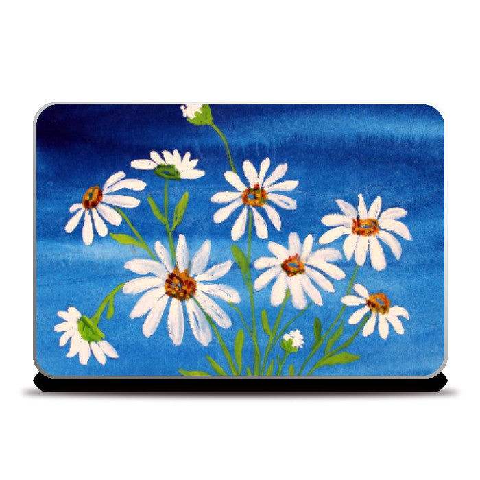 Laptop Skins, White Daisy Flowers Laptop Skin