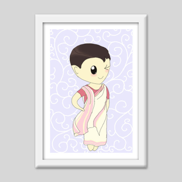 Kawaii Bengali girl Premium Italian Wooden Frames