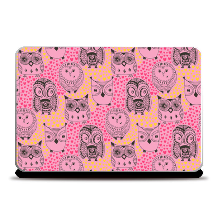 Childish pattern with funny owl Pattern Laptop Skins