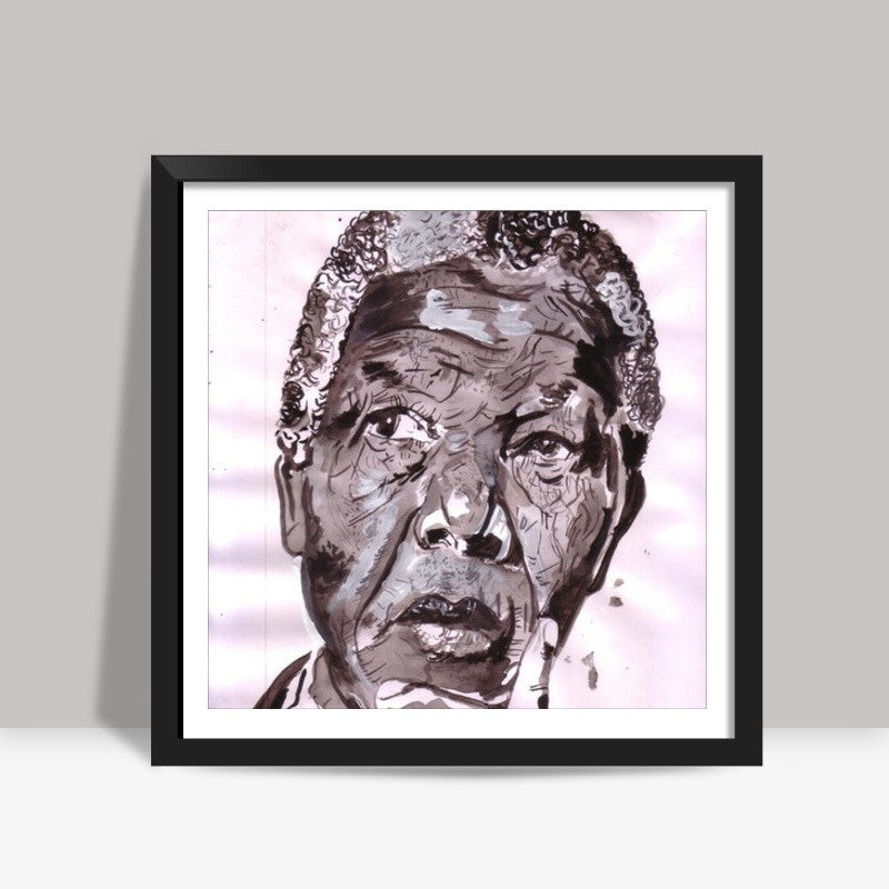 Legendary leader Nelson Mandela could see only one colour- that of equality Square Art Prints