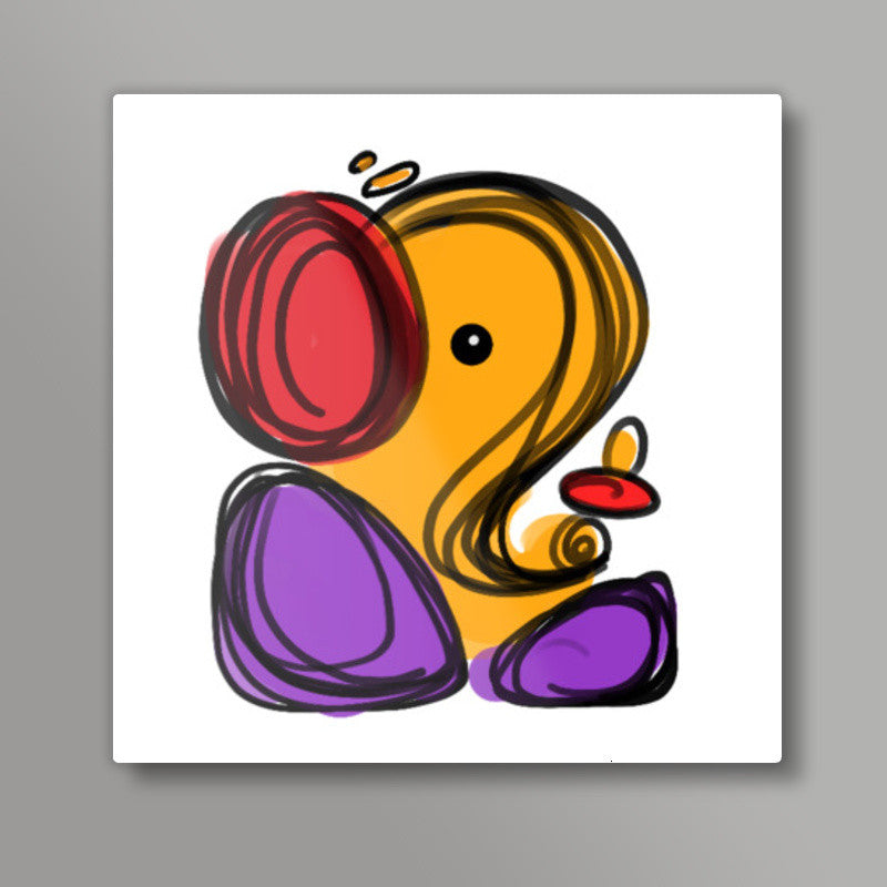 Little Ganesha Square Art | Raviraj Kumbhar