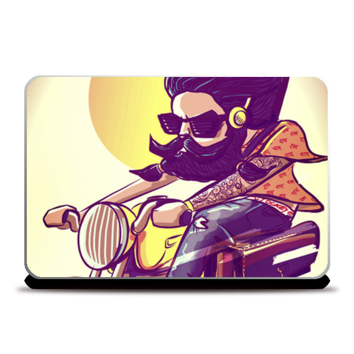 crazy biker Laptop Skins