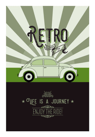 Retro Vintage Car On Green Art PosterGully Specials