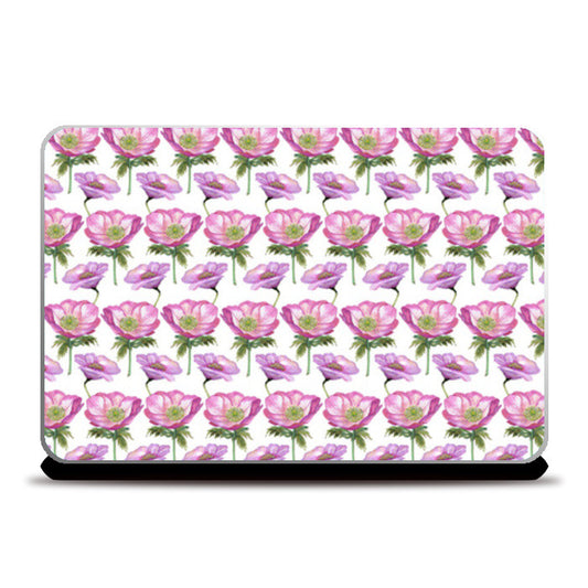 Pretty Pink Poppies Botanical Floral Pattern Laptop Skins