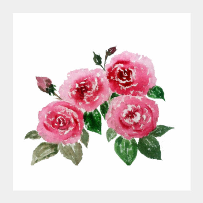 Square Art Prints, Pink Roses Square Art Print
