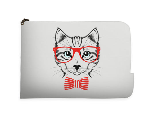 Hipster Cat Withered Glasses Laptop Sleeve
