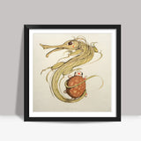 dragon with turtle Square Art Prints