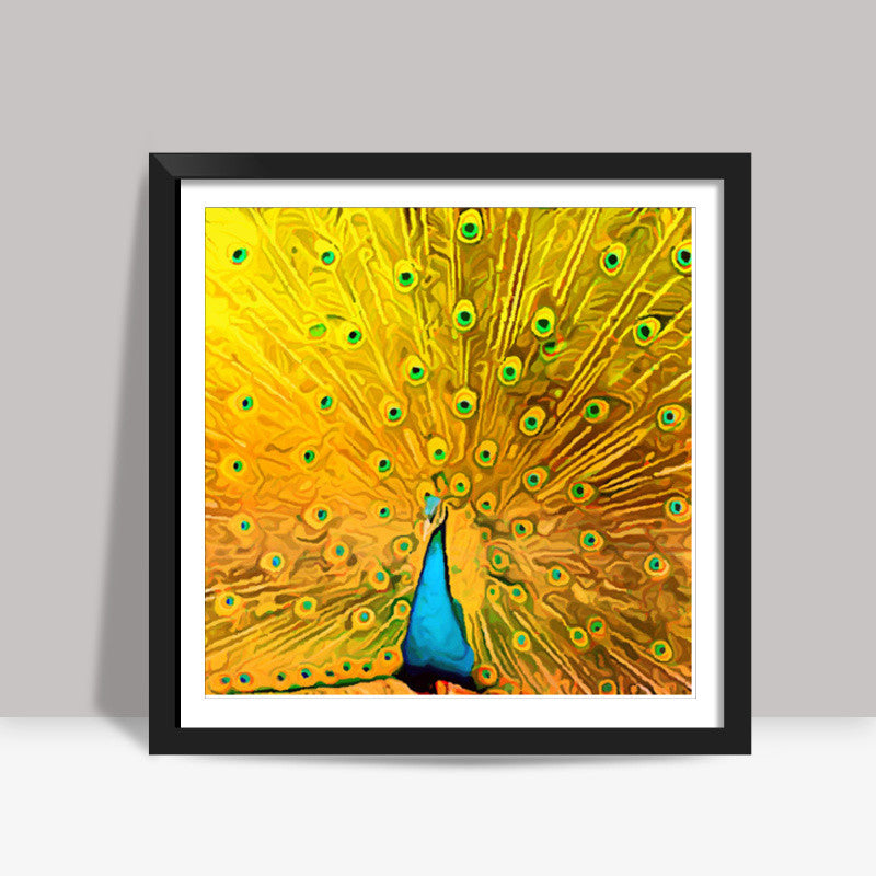The Golden Peacock Artwork Square Art Prints