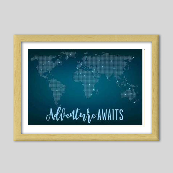 Adventure Awaits World Map Premium Italian Wooden Frames