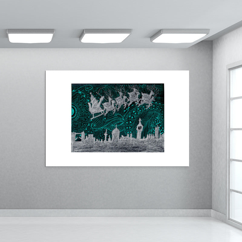 Santa in neon Wall Art